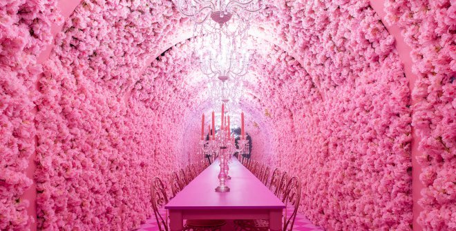 Una de las instalaciones del Museum of Dreamers, con un túnel de rosas.