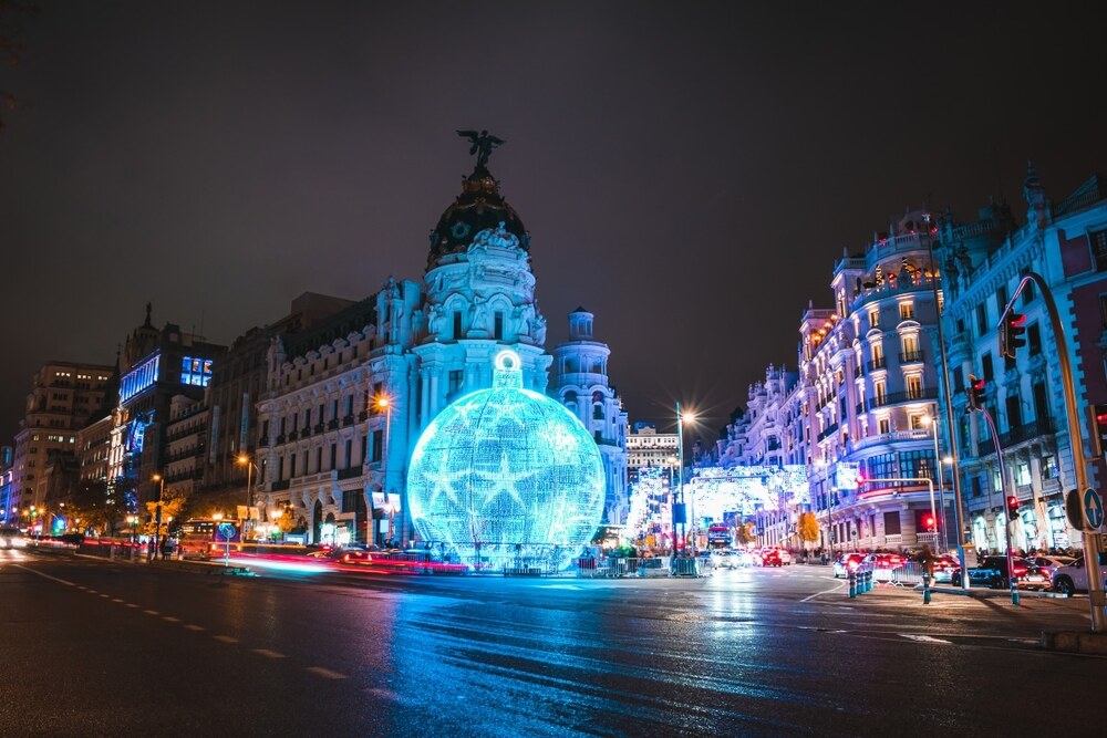 Foto de las luces de navidad en Gran Vía. 