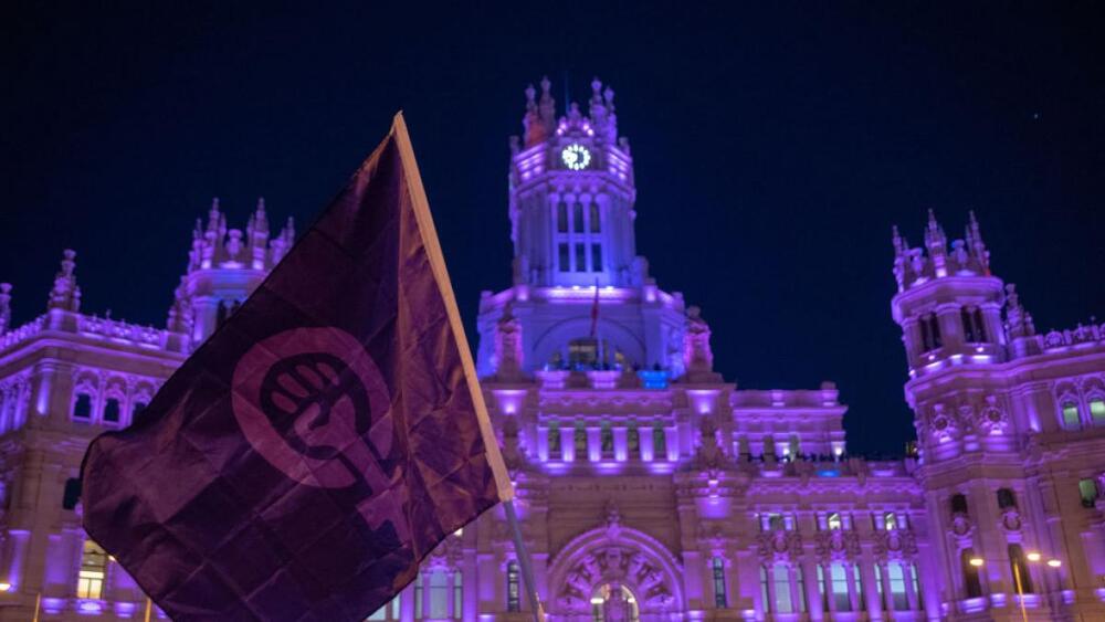 Manifestación del 8M de Madrid en Cibeles.